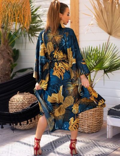 Халат с широкими рукавами LIVIA CORSETTI LC 90660 HANDIS SZLAFROK, Цвет: темно-синий, Размеры: S/M/L, изображение 5