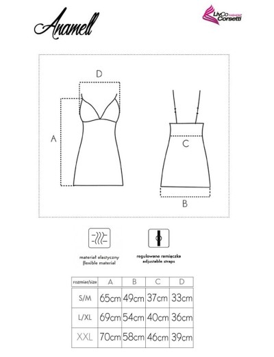 Атласная сорочка с кружевом LIVIA CORSETTI LC 90666-1 ANAMELL KOSZULA, Цвет: синий, Размеры: S/M, изображение 5