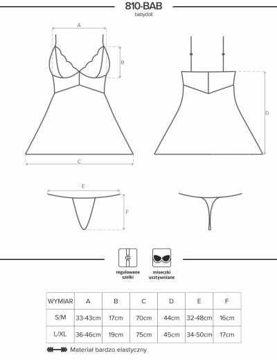 Бэби-долл Obsessive 810 BABYDOLL черный, Цвет: черный, Размеры: L/XL, изображение 5