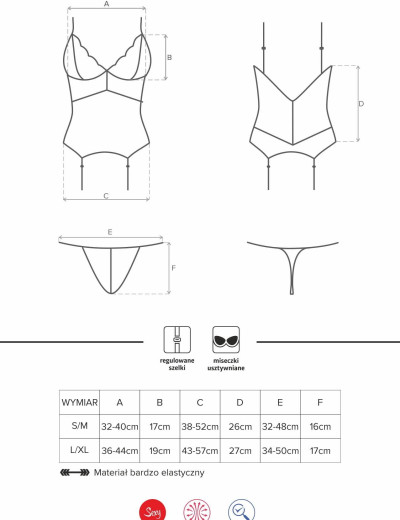 Корсет с трусиками Obsessive 810 CORSET белый, Цвет: белый, Размеры: L/XL, изображение 5