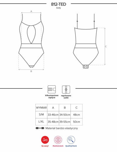 Эротическое боди Obsessive 812 TEDDY, Цвет: черный, Размеры: S/M, изображение 5
