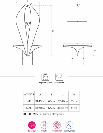 Эротическое боди Obsessive 830 TEDDY с пажами, Цвет: черный, Размеры: L/XL, изображение 6