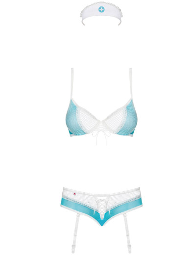 Ролевой костюм медсестры Obsessive 834 NURSE COSTUME, Цвет: бирюзовый, Размеры: S/M, изображение 4