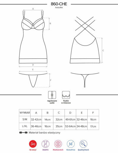 Сорочка с чашками на каркасах Obsessive 860 CHEMISE черный, Цвет: черный, Размеры: S/M, изображение 5 Сорочка с чашками на каркасах Obsessive 860 CHEMISE черный, Цвет: черный, Размеры: S/M, изображение 5