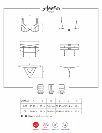 Комплект Obsessive HEARTINA SET с поясом красный, Цвет: красный, Размеры: L/XL, изображение 5