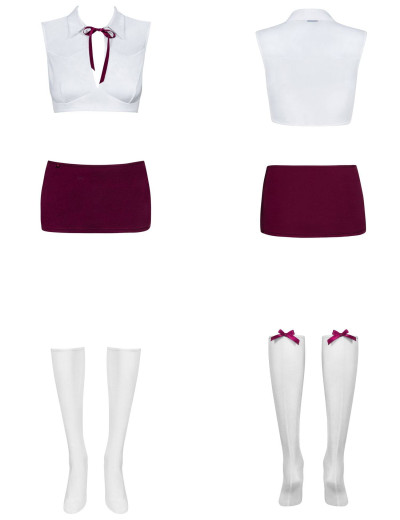 Ролевой костюм студентки Obsessive STUDENT, Цвет: белый/бордо, Размеры: L/XL, изображение 5
