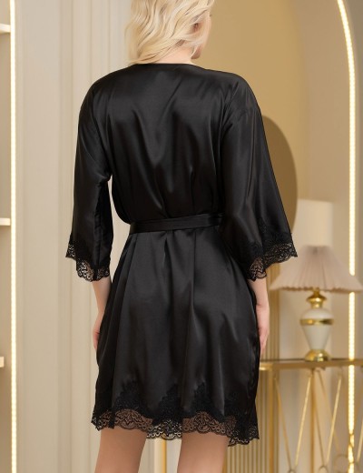 Халат из натурального шелка Mia-Amore ARIANNA 3943 черный, Цвет: черный, Размеры: S/M, изображение 2