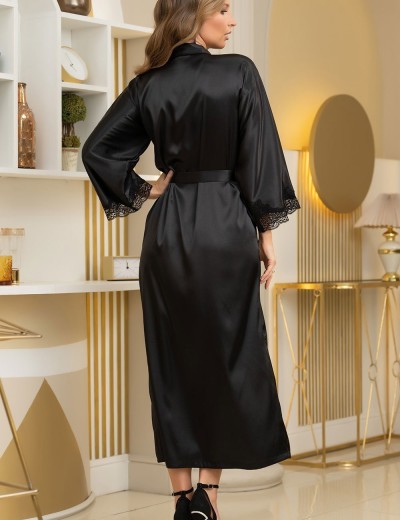 Халат женский шёлк Mia-Amore ARIANNA 3949 черный, Цвет: черный, Размеры: 4XL/5XL, изображение 2