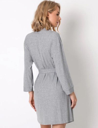 Халат с запахом из вискозы Aruelle HOPE, Цвет: серый, Размеры: S, изображение 2