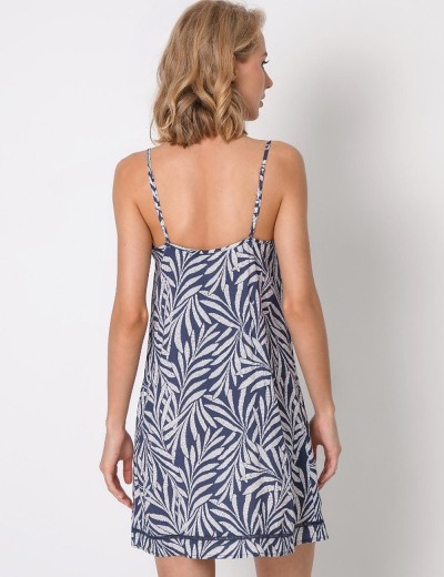 Сорочка из вискозы на тонких бретелях Aruelle LEYA, Цвет: синий, Размеры: XS, изображение 2