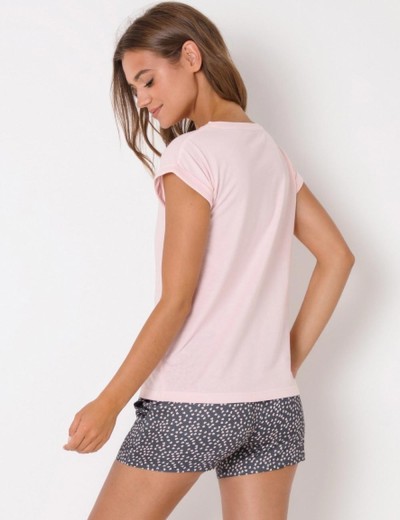 Пижамный комплект с шортами Aruelle TESSA, Цвет: розовый/серый, Размеры: XS, изображение 2