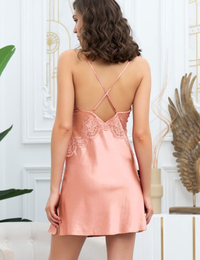 Шелковая сорочка с кружевом Mia-Amore AURELIA 3890 чайная роза, Цвет: чайная роза, Размеры: S, изображение 2