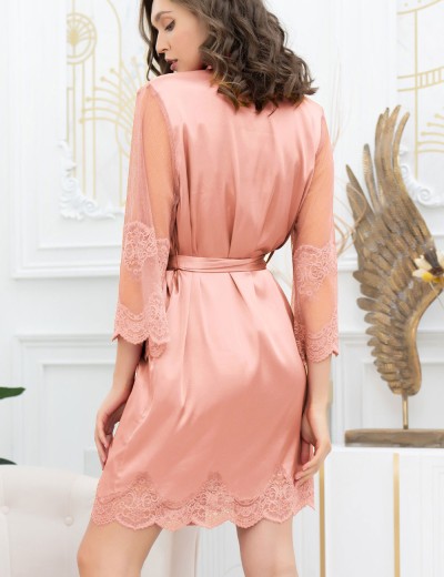 Короткий шелковый халат Mia-Amore AURELIA 3893 чайная роза, Цвет: чайная роза, Размеры: L/XL, изображение 2