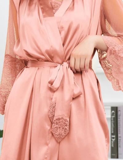 Короткий шелковый халат Mia-Amore AURELIA 3893 чайная роза, Цвет: чайная роза, Размеры: L/XL, изображение 5