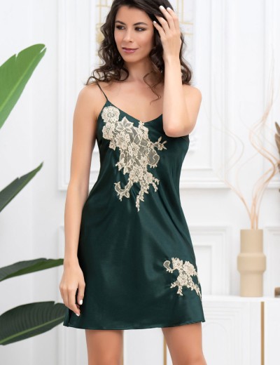 Шёлковая сорочка женская Mia-Amore FELLINI 3910 малахит, Цвет: малахит, Размеры: 3XL, изображение 3