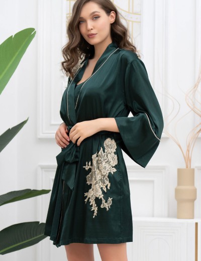 Шелковый халат-кимоно Mia-Amore FELLINI 3913 малахит, Цвет: малахит, Размеры: S/M, изображение 3