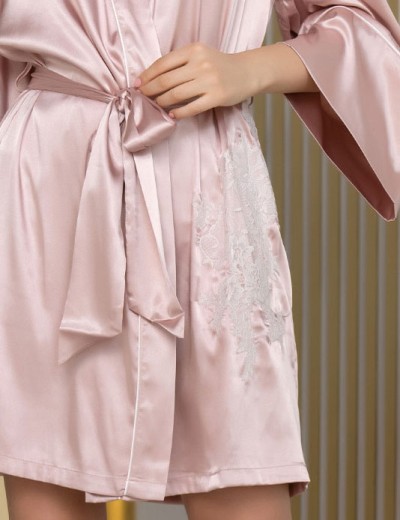 Шелковый халат-кимоно Mia-Amore FELLINI 3913 пудра, Цвет: пудровый, Размеры: L/XL, изображение 5