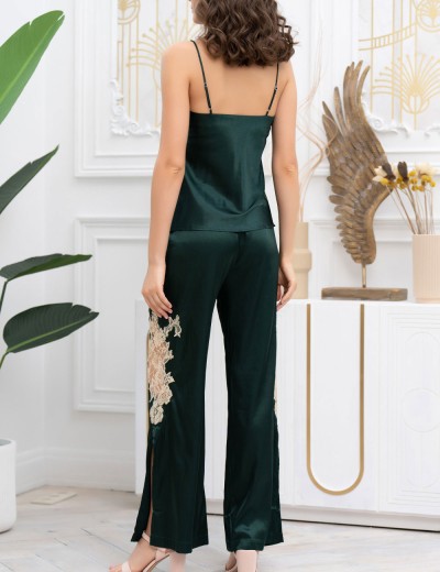 Пижама тройка из натурального шёлка Mia-Amore FELLINI 3916 малахит, Цвет: малахит, Размеры: M, изображение 3