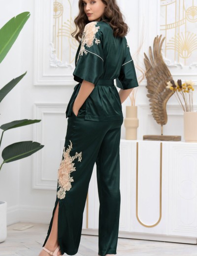 Пижама тройка из натурального шёлка Mia-Amore FELLINI 3916 малахит, Цвет: малахит, Размеры: M, изображение 7