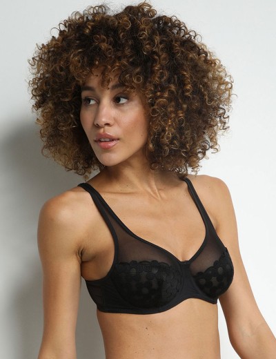 Бюстгальтер с мягкой чашкой Dim GENEROUS BRODERIE 0ASD черный, Цвет: черный, Размеры: 75C, изображение 3