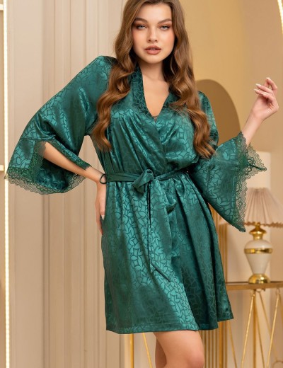 Атласный халат-кимоно Mia-Amore JOANNA 7313 изумрудный, Цвет: изумрудный, Размеры: S/M, изображение 5