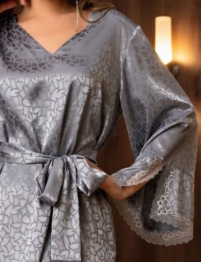 Атласное платье-туника Mia-Amore JOANNA 7315 серебристый, Цвет: серебристый, Размеры: 4XL/5XL, изображение 4