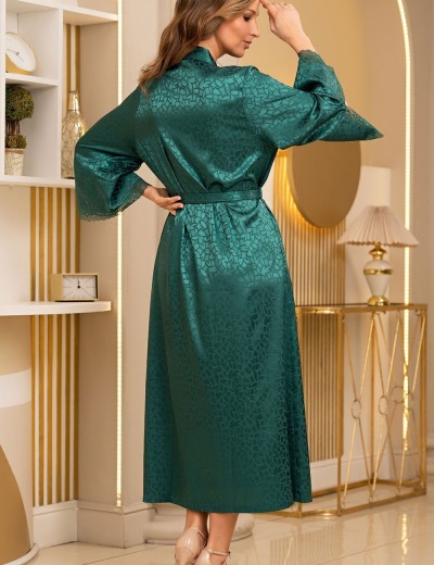 Атласный халат большого размера Mia-Amore JOANNA 7319 изумрудный, Цвет: изумрудный, Размеры: L/XL, изображение 2
