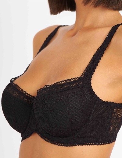 Бюстгальтер балконет Simona M 608 черный-сетка, Цвет: черно-сетка, Размеры: 80C, изображение 4
