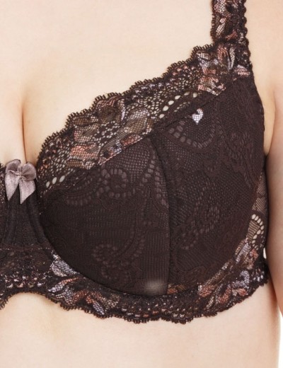 Бюстгальтер балконет кружево биколор Simona M 608 шоколад-радуга, Цвет: шоколад-радуга, Размеры: 70E, изображение 3