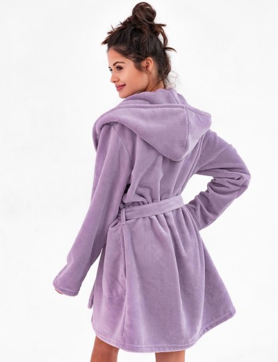 Короткий халат с капюшоном Sensis AMETHYST, Цвет: сиреневый, Размеры: L/XL, изображение 2