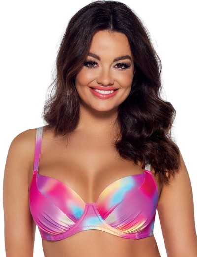 Верх купальника на тонком поролоне Ava SK163 U Pastel Tie Dye, Цвет: розовый микс, Размеры: 100D, изображение 3