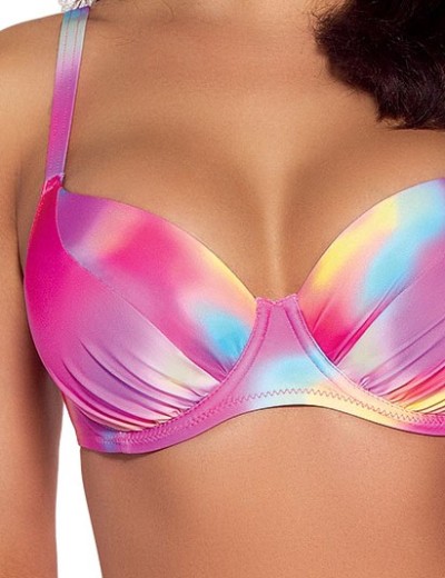 Верх купальника на тонком поролоне Ava SK163 U Pastel Tie Dye, Цвет: розовый микс, Размеры: 100D, изображение 4