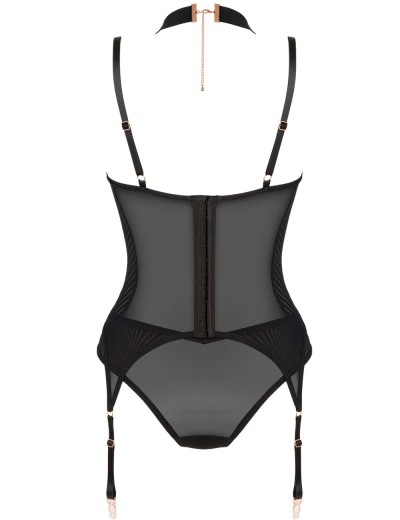 Корсет с пажами для чулок Obsessive BRASICA CORSET, Цвет: черный, Размеры: M/L, изображение 5