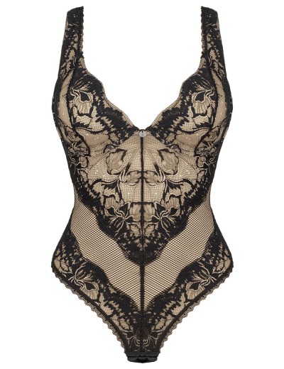 Полупрозрачное боди Obsessive OLVIDIA TEDDY, Цвет: черный, Размеры: XS/S, изображение 4