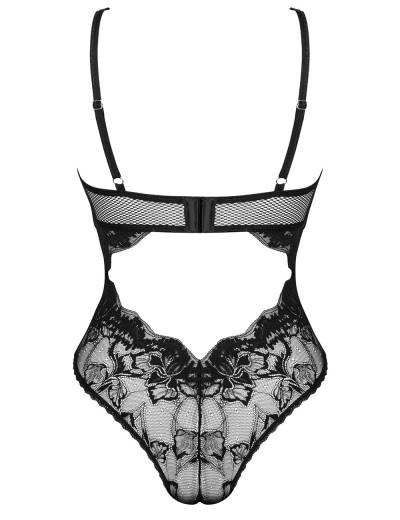 Полупрозрачное боди Obsessive OLVIDIA TEDDY, Цвет: черный, Размеры: XS/S, изображение 5