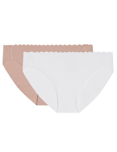 Комплект трусиков из хлопка Dim BODY TOUCH Cotton 04NR (2 шт) телесный и белый, Цвет: телесный/белый, Размеры: S/M, изображение 3