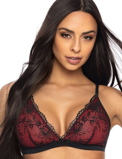 Треугольный бюстгальтер без косточек MAT PERCY czarno-czerwony M-3530-0, Цвет: черный с красным, Размеры: 70E, изображение 3