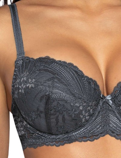 Бюстгальтер балконет с пуш-ап MAT SYBILLA szary M-3525-11, Цвет: серый, Размеры: 65B, изображение 4