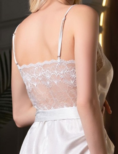 Атласный комбидресс с кружевной спинкой Mia-Amore MELANI 7275, Цвет: молочный, Размеры: M, изображение 5