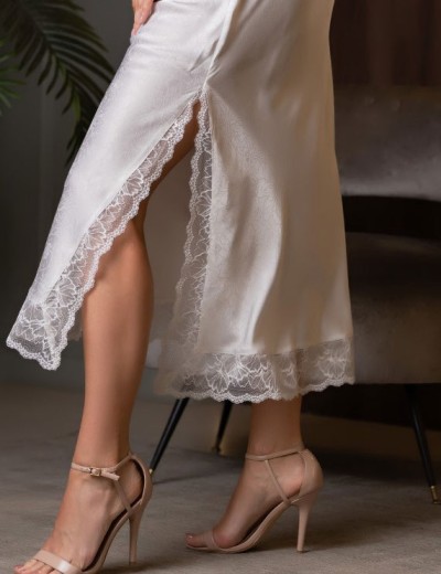 Длинная сорочка атласная Mia-Amore MELANI 7278, Цвет: молочный, Размеры: M, изображение 6