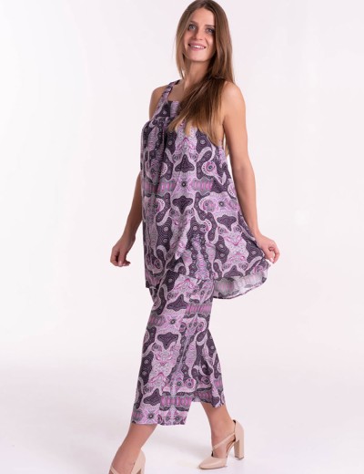 Комплект из вискозы майка туника и штаны кюлоты Mia-Mia ALBA 16507, Цвет: cиреневый, Размеры: L, изображение 6