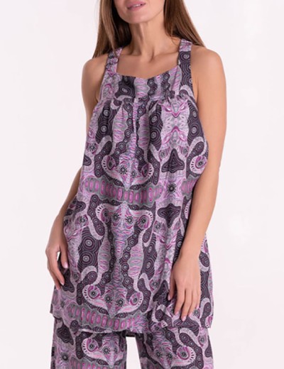 Комплект из вискозы майка туника и штаны кюлоты Mia-Mia ALBA 16507, Цвет: cиреневый, Размеры: L, изображение 7