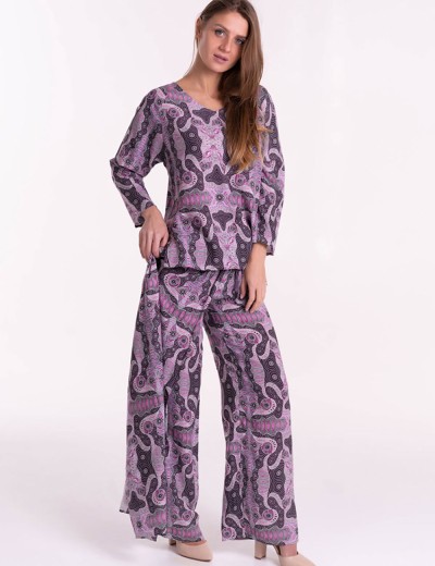 Комплект из вискозы туника и брюки с запахом Mia-Mia ALBA 16517, Цвет: cиреневый, Размеры: S, изображение 8