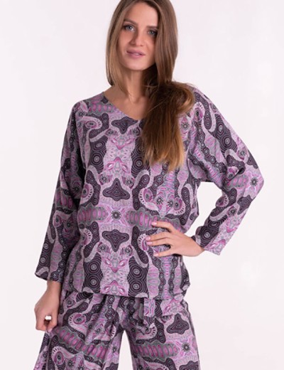 Комплект из вискозы туника и брюки с запахом Mia-Mia ALBA 16517, Цвет: cиреневый, Размеры: S, изображение 4