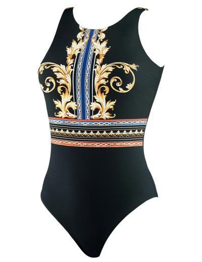 Закрытый купальник с ярким принтом UNICONF CBI201 V1 ELEGANT CRUISE, Цвет: черный, Размеры: S, изображение 3