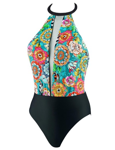 Слитный купальник с оригинальной спинкой UNICONF CBI228 V1 GARDEN OF DELIGHTS, Цвет: голубой/черный, Размеры: S, изображение 5