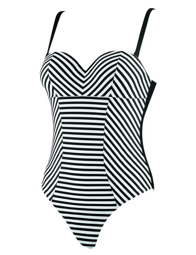 Закрытый купальник в полоску UNICONF CBI236 V1 SPICY STRIPES, Цвет: черно-белый, Размеры: 70B, изображение 4