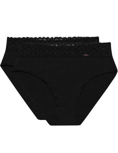 Набор трусов из хлопка Dim COTON FEMININE 4A94 (2 шт) черный, Цвет: черный/черный, Размеры: L/XL, изображение 3