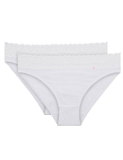 Набор трусов из хлопка Dim COTON FEMININE 4633 (2 шт) белый, Цвет: белый/белый, Размеры: L/XL, изображение 3