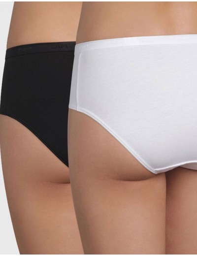 Набор хлопковых трусиков-макси Dim COTTON BIO 4D98 черный и белый, Цвет: черный/белый, Размеры: L/XL, изображение 6